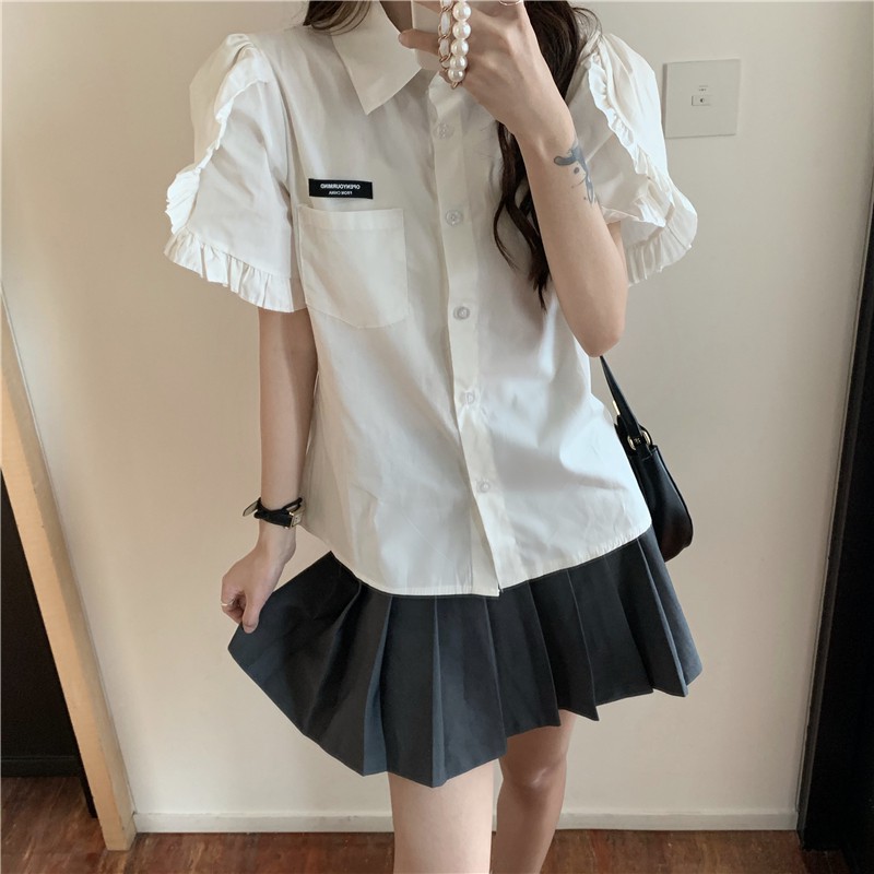 Áo Sơ Mi Trắng Tay Bèo Kiểu Siêu Xinh Cho Các Bạn Nữ