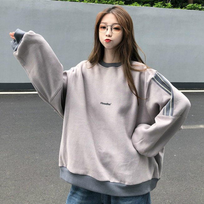 Áo nỉ sweater cổ trofnpc Hàn Quốc đơn giản dành cho nữ