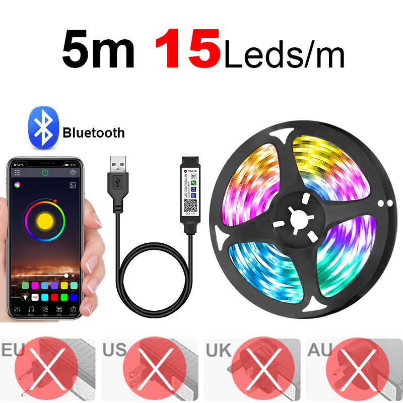 Dây Đèn Led 5050 RGB USB Bluetooth Đi Ốt Dùng Trang Trí Phòng Ngủ