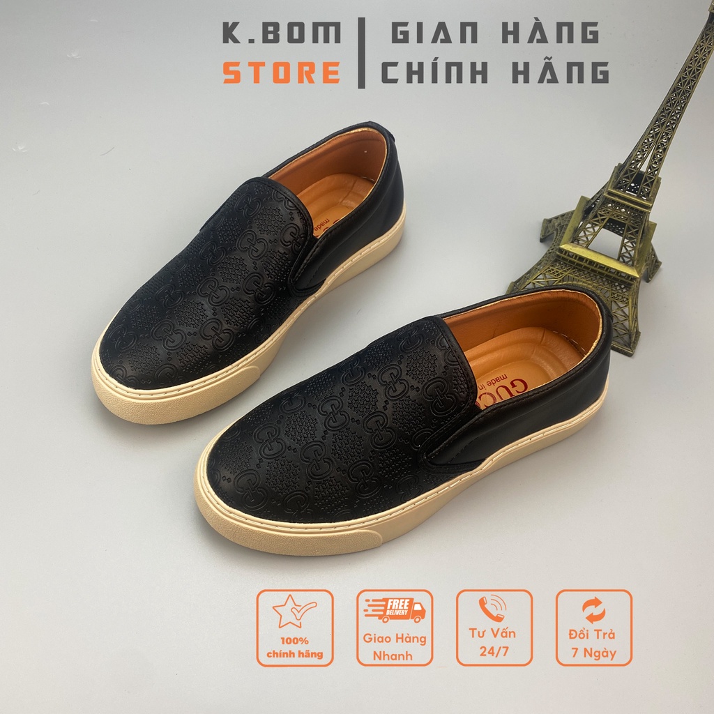 Giày Lười Nam Slipon  GC- Giày Nam Đẹp In hoạ tiết