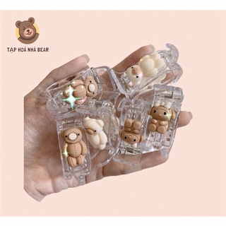 KẸP CÀNG CUA 3 RĂNG TRONG SUỐT ĐÍNH GẤU SIÊU XINH