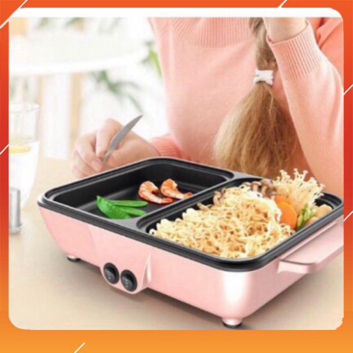 Nồi Lẩu Kiêm Nướng 🥘 2in1 Mini Hàn Quốc🥘 Bếp Lẩu Nướng Đa Năng Cao Cấp | (LH3)