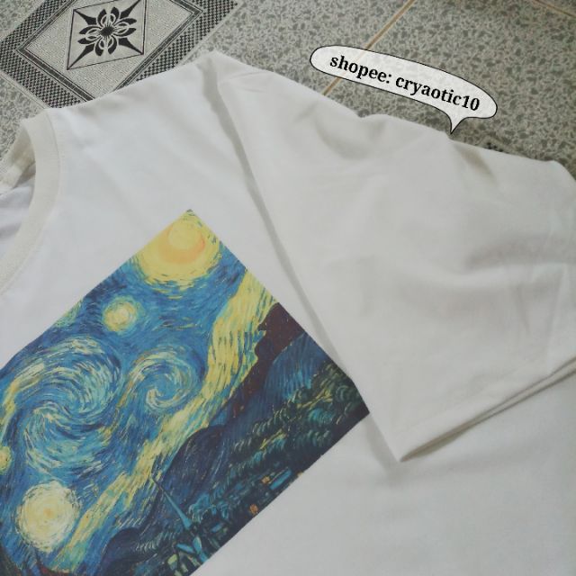 [Kèm video + hình thật] Áo tay lửng Van Gogh Starry Night tranh đêm đầy sao vintage unisex