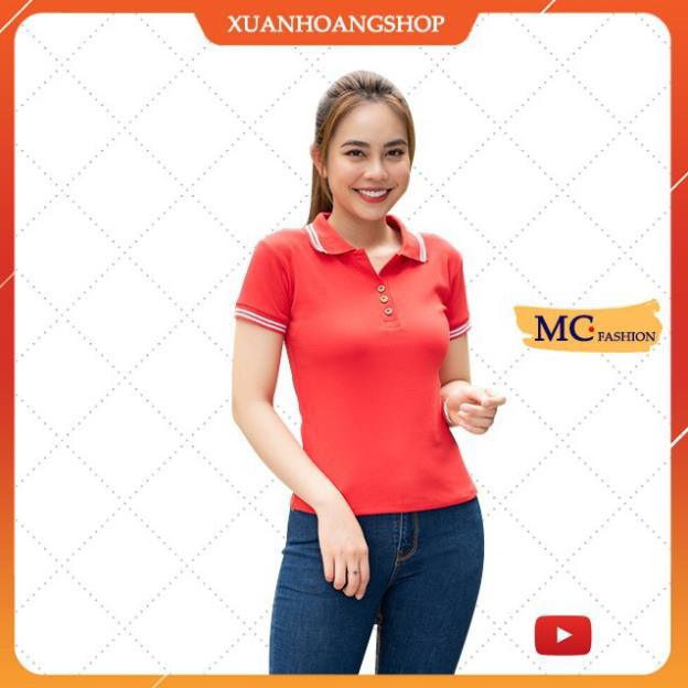 Áo Phông Nữ Màu Đen Có Cổ Tay Ngắn Đẹp (Đen, Đỏ, Vàng, Trắng, Nâu) Vải Cotton Mc Fashion Ap169 . ' 👕 * hè