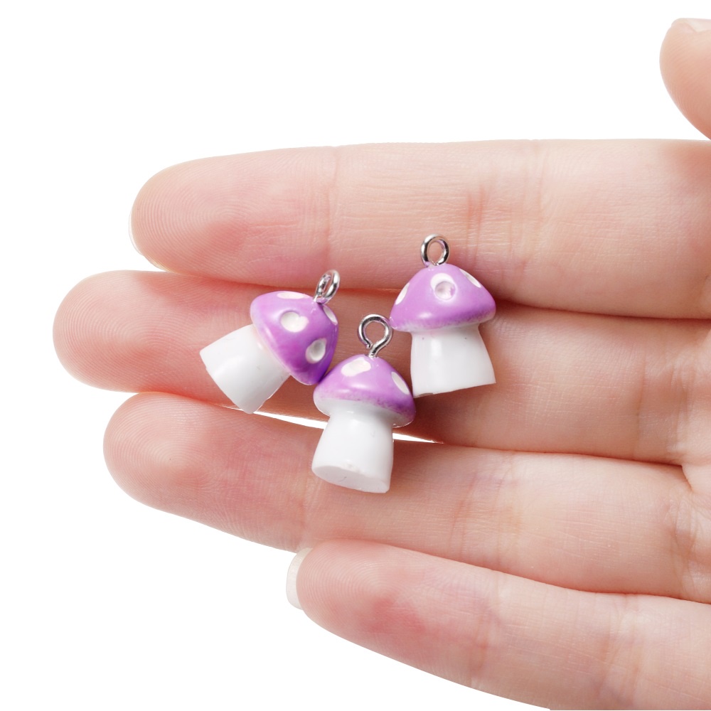 Set 10 Hạt Nhựa Hình Nấm Nhiều Màu Sắc Kích Thước 11 * 18mm