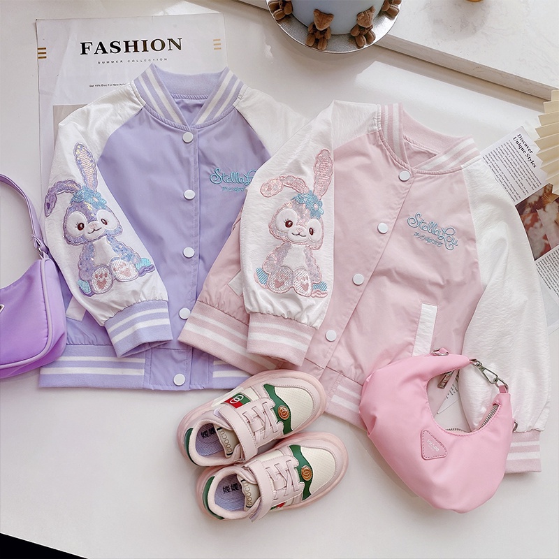 Áo Khoác Bóng Chày Hình Thỏ Hoạt Hình Xinh Xắn Cho Bé Gái