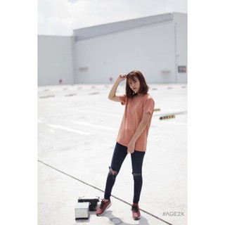 ÁO THUN TRƠN AGE2X - CAM NGÓI ĐỐM