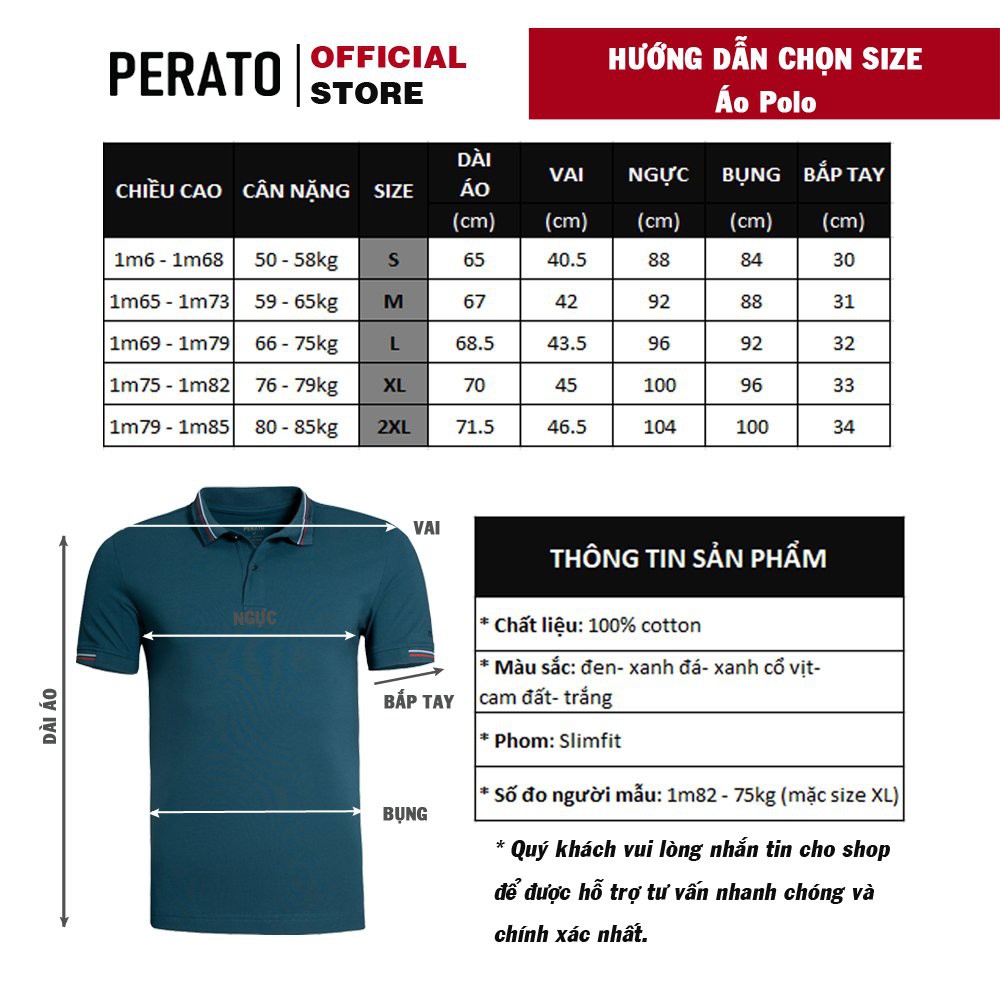 [MUA 2 GIẢM 40K] Áo Polo Nam PERATO (5 Màu), Chất Liệu Cotton Mềm Mại, Co Giãn Thoải Mái, Thấm Hút Tốt | BigBuy360 - bigbuy360.vn