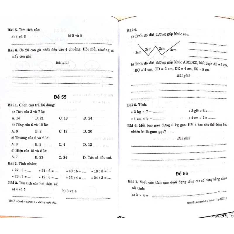Sách - 100 Đề Kiểm Tra Định Kì Toán Lớp 2 - Tập 2