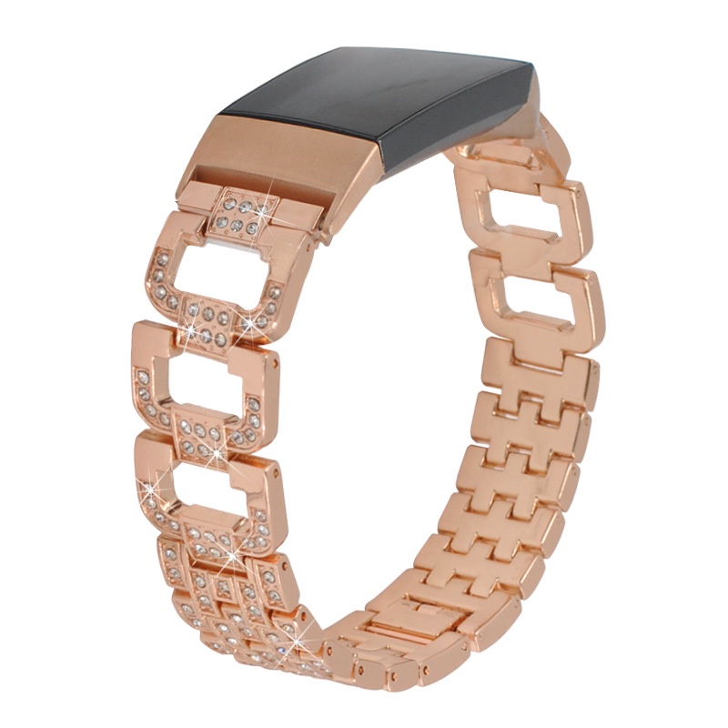 Dây Đeo Inox Đính Kim Cương Giả Cho Đồng Hồ Thông Minh Fitbit Charge 5 4 3 2 3 4 se