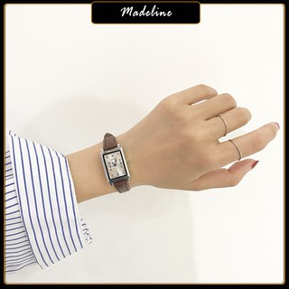 Đồng hồ nữ Ulzzang U024 chính hãng, mặt chữ nhật tuyệt đẹp, mặt số giờ phong cách Hàn Quốc