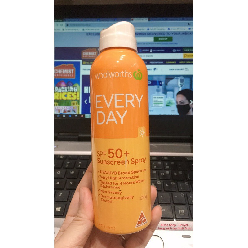 CHAI XỊT CHỐNG NẮNG WOOLWORTHS EVERYDAY SPF50+