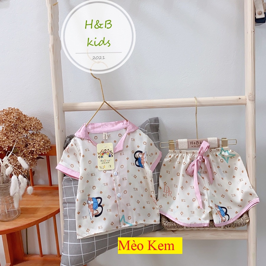 Bộ Mặc Nhà Cộc Tay  Cao Cấp Cho Bé - Pijama Lụa 3D Cao Cấp Cho Bé