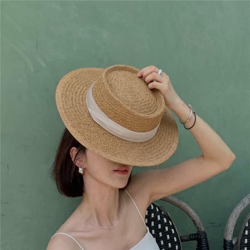 Mũ Cói Gaucho Rộng Vành Chất Nón Cói Quảng Châu Form Đẹp Màu Nâu Sang Chảnh Đóng Hộp To Giữ Form