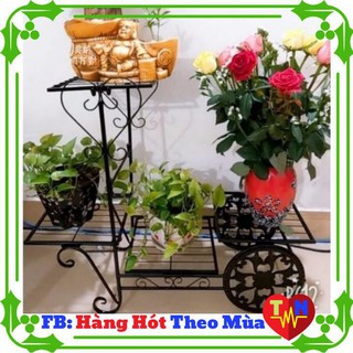 Kệ để chậu hoa và cây cảnh 4 tầng bánh xe nghệ thuật