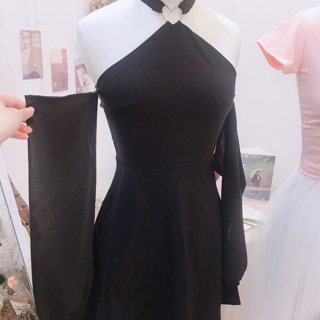 Đầm đen hở vai Hara dress - Ảnh và clip shop tự chụp