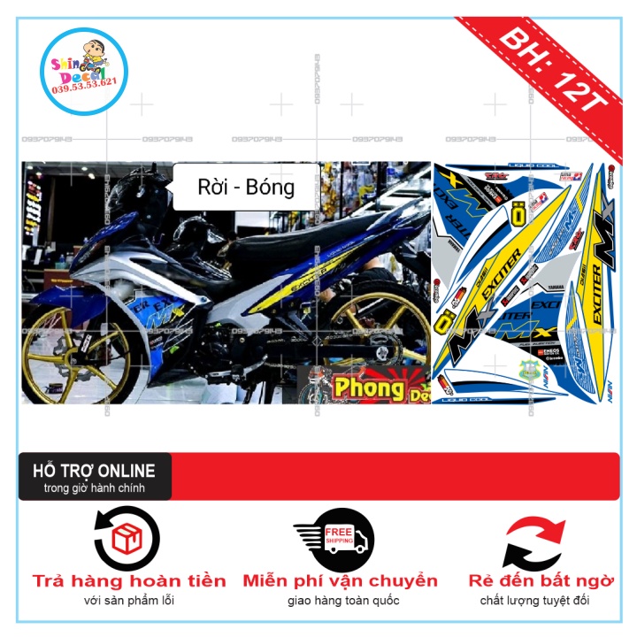 TEM RỜI EX 2011 MX TRẮNG XANH -- SHIN DECAL 2