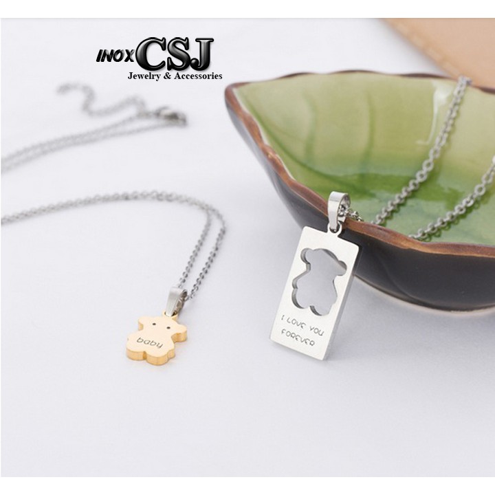 DÂY CHUYỀN CẶP ĐÔI INOX CON GẤU MC123 - siêu đẹp chuẩn thời trang