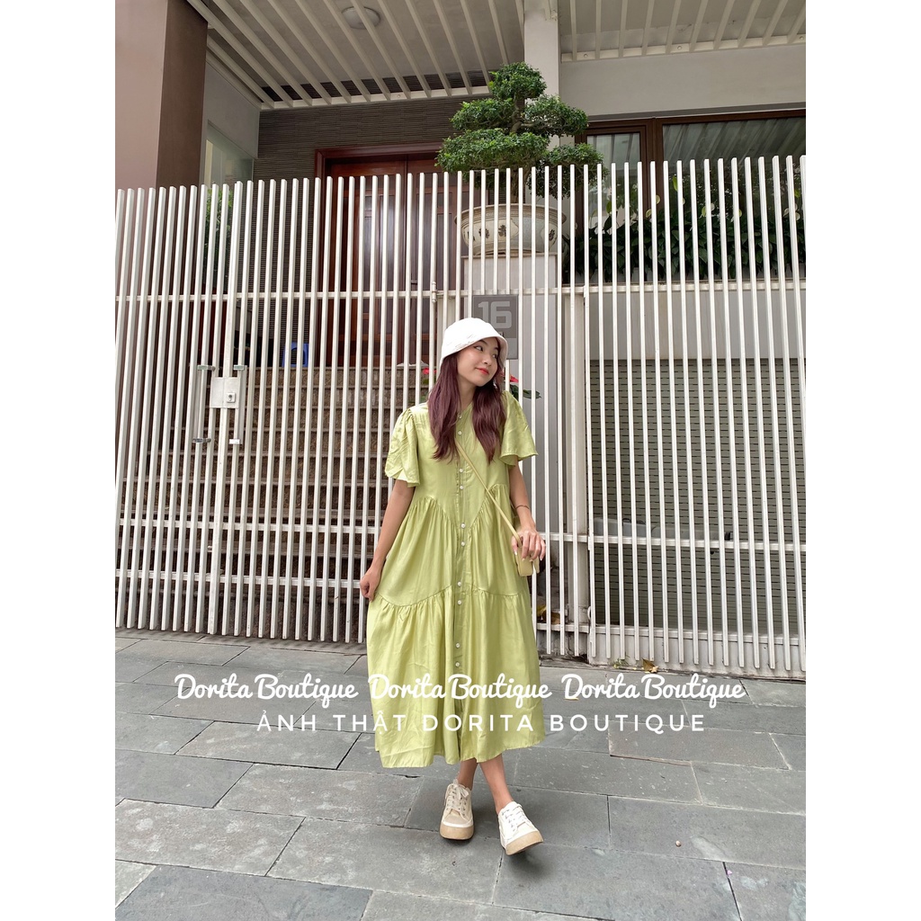 Váy babydoll vải tơ mềm 2 lớp cộc tay xoè dài kèm váy 2 dây lụa Dorita Boutique