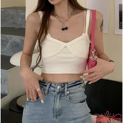 Áo Lửng Không Tay Cổ Chữ V Màu Trơn / Trắng / Đen / Vàng Cho Nữ