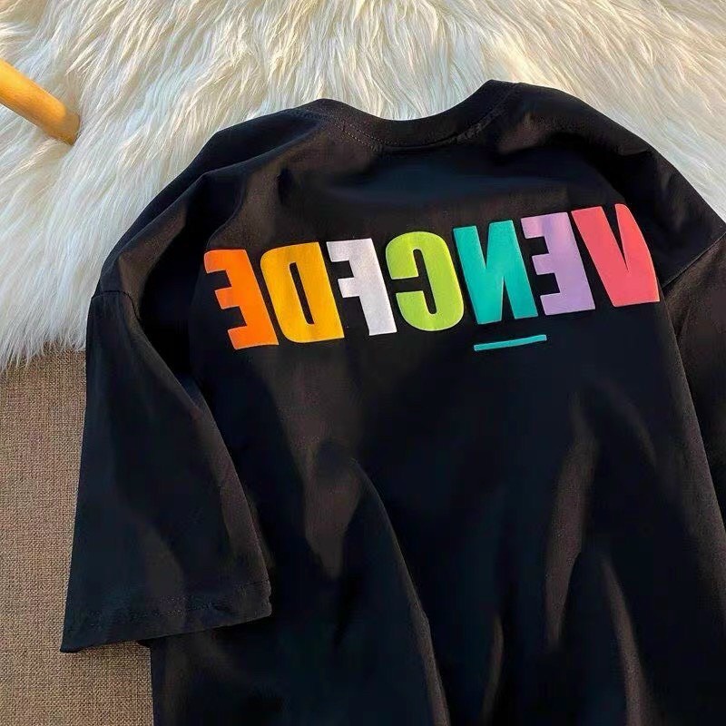 Áo Thun from rộng IN NỔI Chữ 7 Màu VENGFDE Unisex Áo phông KL Unisex