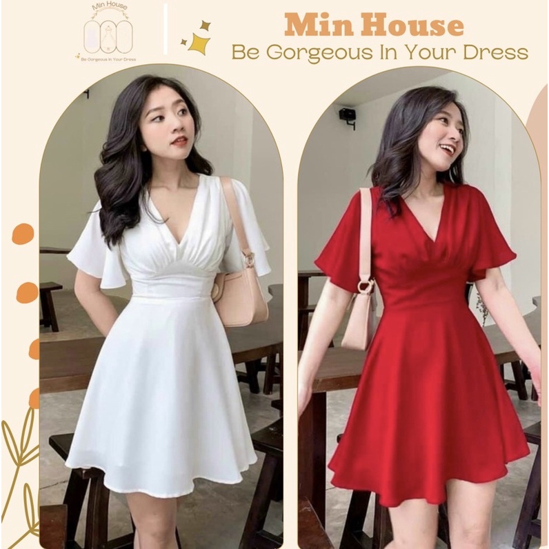 váy trắng dự tiệc dáng ngắn trẻ trung-Hàng cao cấp-đầm đỏ dự tiệc,đi chơi noel,mặc tết siêu xinh
