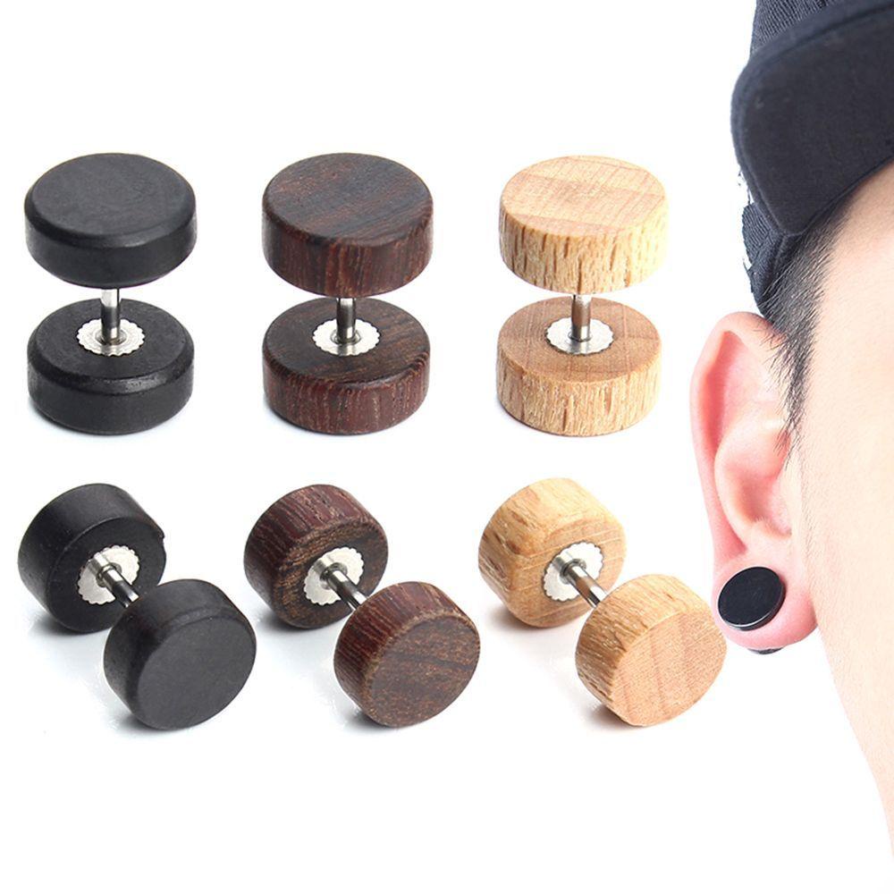 MXGOODS 1 Cặp Khuyên Tai Kiểu Dàn Giáo Bằng Gỗ Tự Nhiên