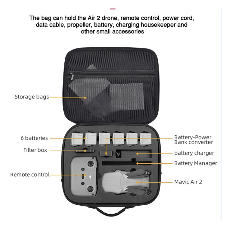 Hộp đựng chống sốc sức chứa lớn có dây đeo vai cho D-JI Mavic Air 2 | BigBuy360 - bigbuy360.vn