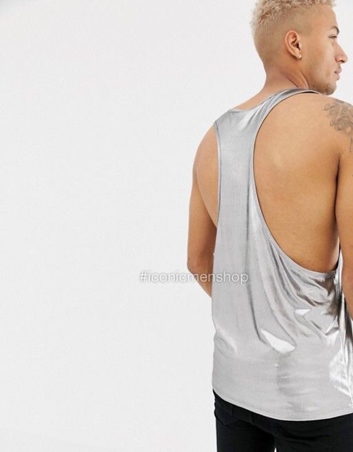 Tanktop vải da mỏng màu trắng bạc , mềm và có độ rũ