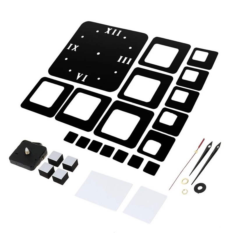 Đồng Hồ Dán Tường Mặt Gương Vuông 3D Tự Dính Độc Đáo Trang Trí Nhà Cửa