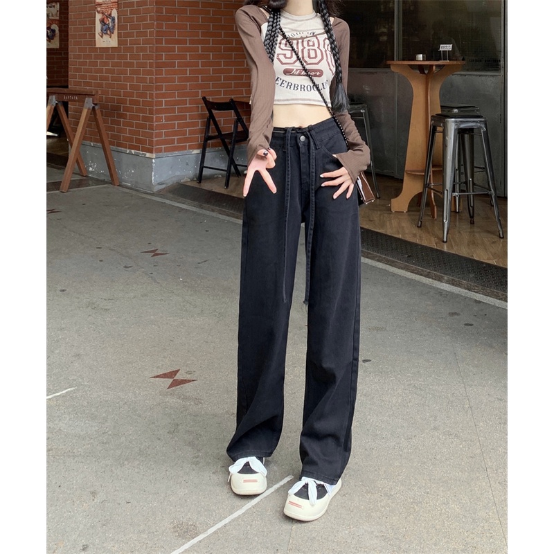 Quần jeans Nữ Dài Lưng Cao Dáng Rộng Thời Trang Hàn Quốc