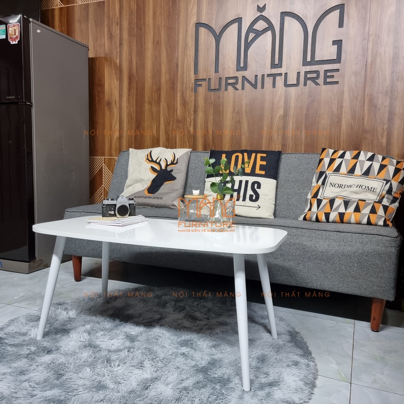 Bàn trà sofa phòng khách phong cách hàn quốc, mặt gỗ chữ nhật, chân sắt chắc chắn, mẫu bt03