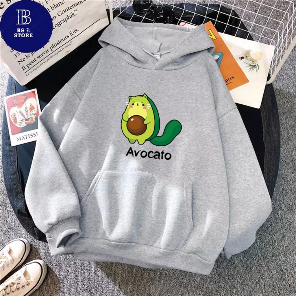 ÁO KHOÁC HOODIE NỈ UNISEX IN BƠ AVOCATO FORM RỘNG NAM NỮ NHIỀU MÀU