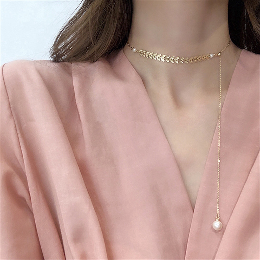 Dây chuyền trang trí hạt châu chất liệu hợp kim trẻ trung cho nữ