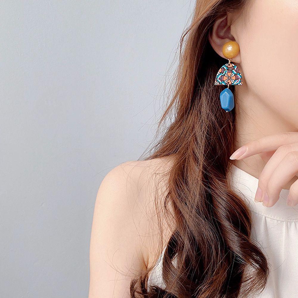 Bông Tai Phối Màu Tương Phản Phong Cách Cổ Điển Cho Nữ|Bông Tai Dáng Dài Phong Cách Baroque Thời Trang Cho Nữ
