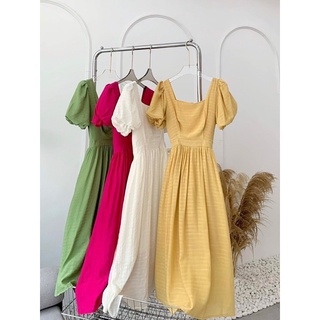 Váy midi 2 lớp tay bồng