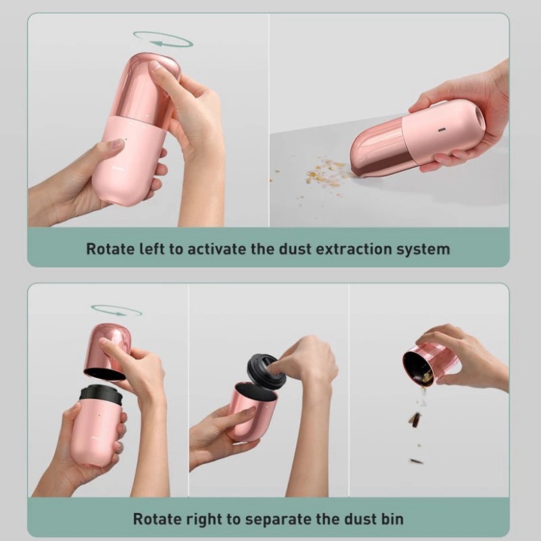 Máy hút bụi cầm tay Mini Baseus C1 Capsule Vacuum Cleaner tích hợp đèn thông báo với công suất 45W | BigBuy360 - bigbuy360.vn