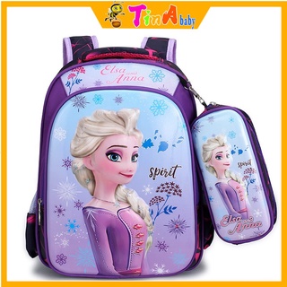 Combo balo và hộp bút đi học cho bé gái in hình công chúa Elsa xinh đẹp E395