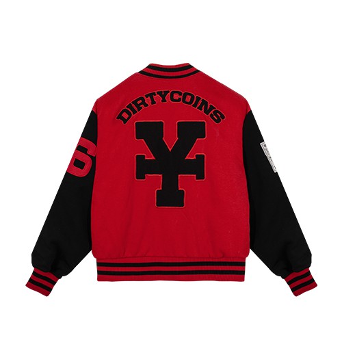Áo khoác DirtyCoins Embroidered Varsity Jacket - Red/Black | BigBuy360 - bigbuy360.vn