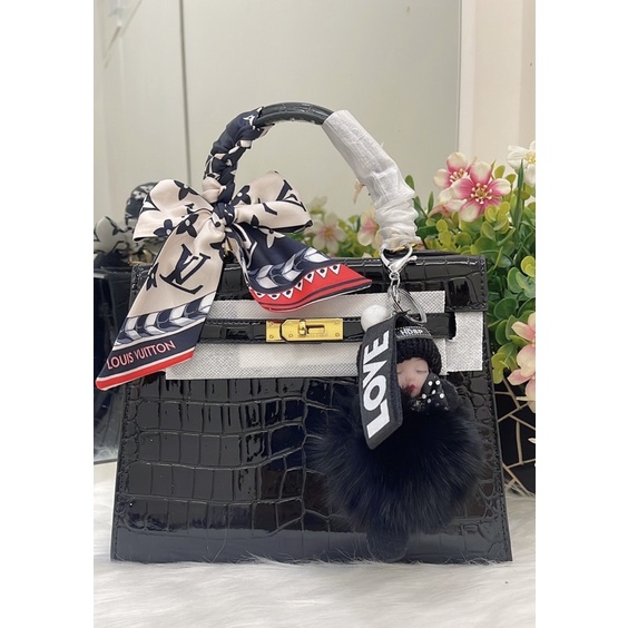 M6330 Túi xách HM KELLY da răn size 25 kèm khăn