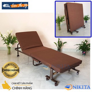 [ÁP MÃ GIẢM THÊM 50K] Giường gấp kèm đệm Kiểu Hàn Quốc Nikita HQ75 - Kích thước 75x190cm, có đệm (có bánh xe)