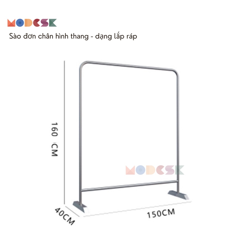 Sào/Giá đơn chân hình thang [sang trọng] Inox 304 Modesk [treo quần áo Shop thời trang]