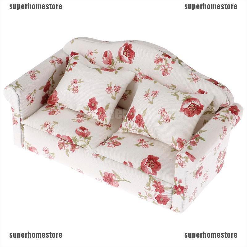 1:12 Dollhouse Miniature Furniture Vintage Double Sofa Armchair Couch Decor Toy