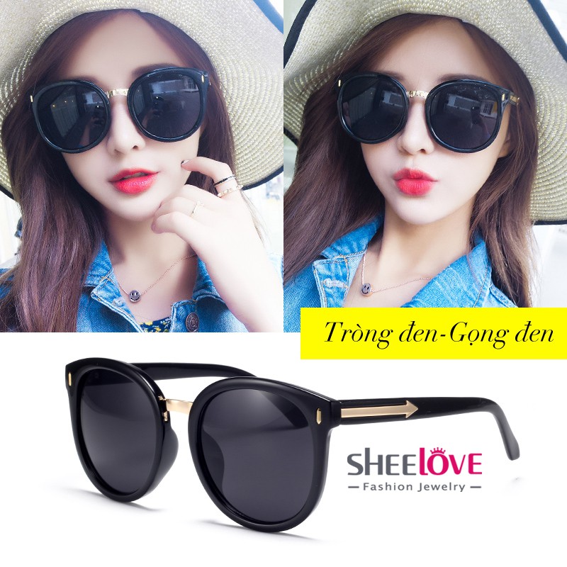 Kính mát nữ thời trang Hàn Quốc gọng mũi tên vàng tròng tráng gương nhiều màu Chống tia UV400 Mẫu mới 2019 K5016 | BigBuy360 - bigbuy360.vn