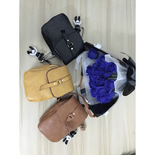 BALO ĐEO CHẤT DA CÓ MÓC GẤU XINH