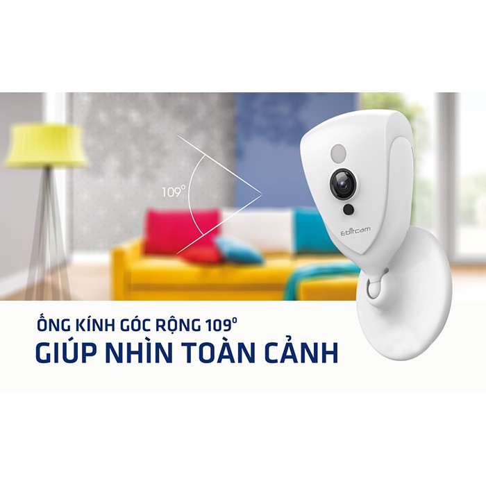 Camera IP Wifi Ebitcam EBF4 phân giải 2.0MP 1080P kiểu dáng gọn nhẹ - góc nhìn siêu rộng (Trắng)