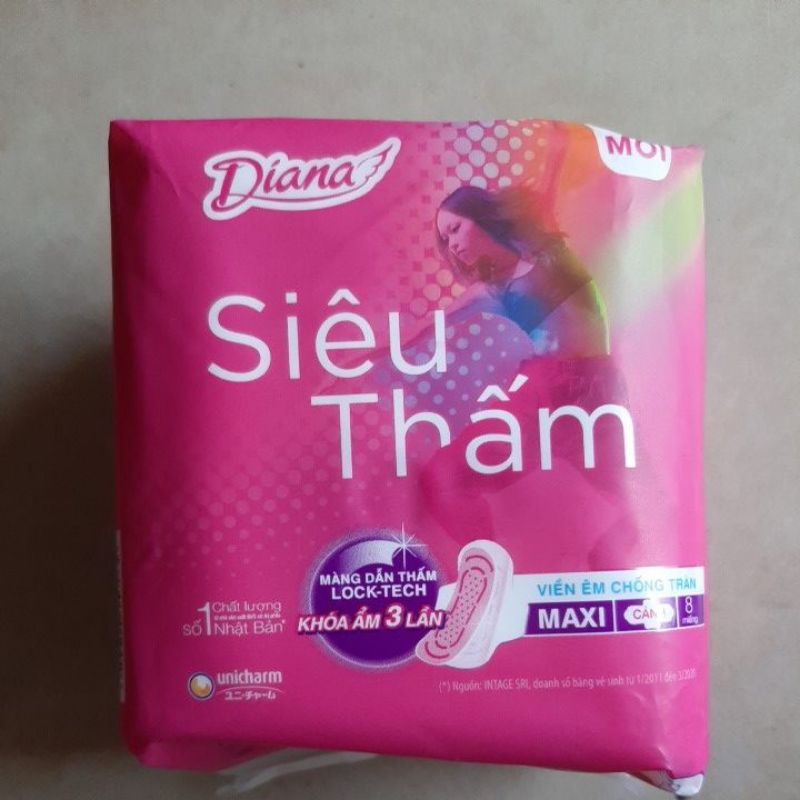 Băng Vệ Sinh Diana Siêu Thấm Siêu Mỏng Cánh 23cm (Gói 8 Miếng)