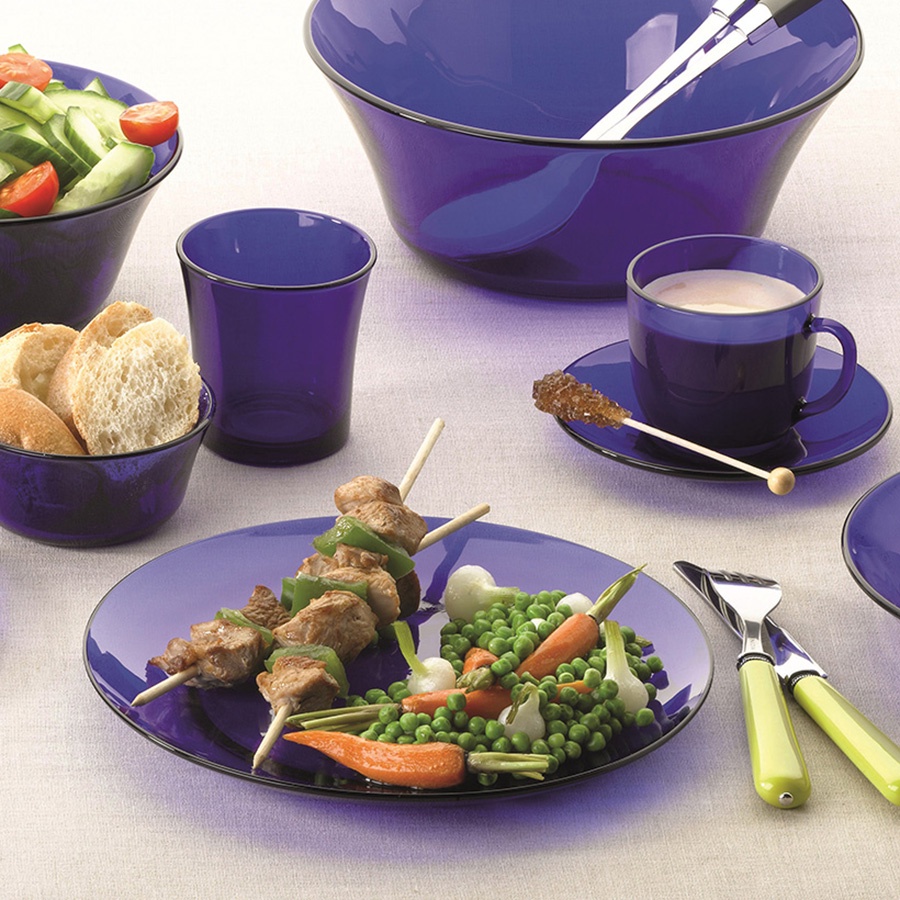 Dĩa thủy tinh cường lực cao cấp D3008B - Lys Xanh Saphir 19CM