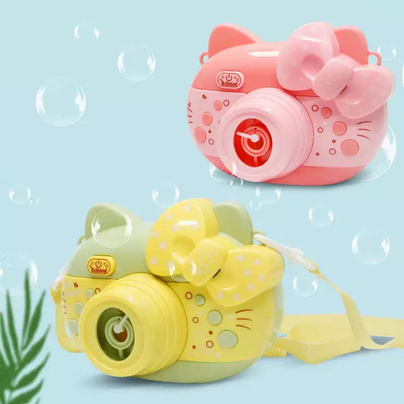 Đồ chơi máy ảnh thổi bong bóng tự động có nhạc hình chú mèo KITTY đáng yêu cho bé