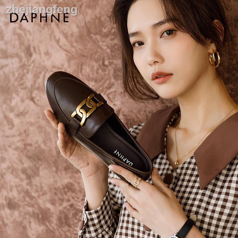 Daphne Giày Da Mềm Đế Bằng Phong Cách Retro 2021